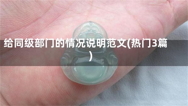 给同级部门的情况说明范文(热门3篇)