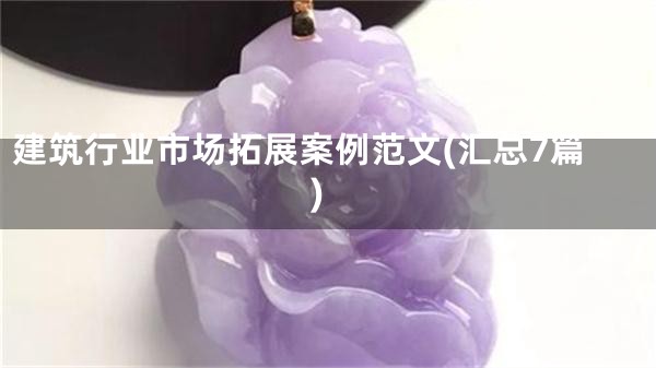 建筑行业市场拓展案例范文(汇总7篇)